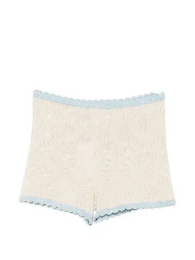 Asta Resort Millie Scalloped-trim Shorts In Silver