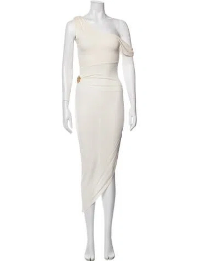 Pre-owned Asta Resort One-shoulder Midi Length Dress In White