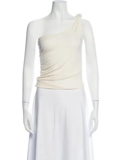 Pre-owned Asta Resort One-shoulder Sleeveless Top In White