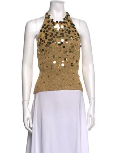 Pre-owned Asta Resort Patterned Halterneck Top In Multicolor