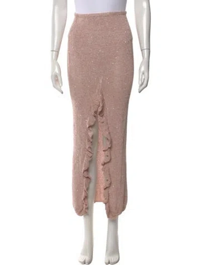 Pre-owned Asta Resort Patterned Long Skirt In Pink