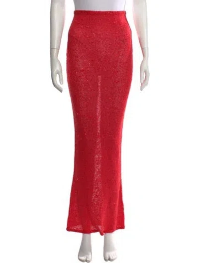 Pre-owned Asta Resort Patterned Long Skirt In Red