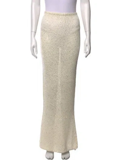 Pre-owned Asta Resort Patterned Long Skirt W/ Tags In Neutrals