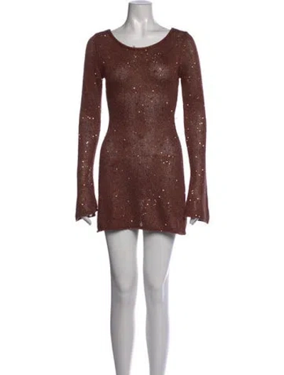 Pre-owned Asta Resort Patterned Mini Dress In Brown