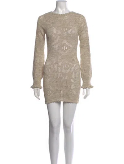 Pre-owned Asta Resort Patterned Mini Dress W/ Tags In Neutrals