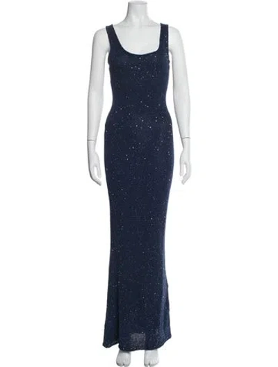 Pre-owned Asta Resort Printed Long Dress In Blue