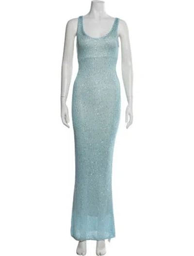 Pre-owned Asta Resort Printed Long Dress In Blue