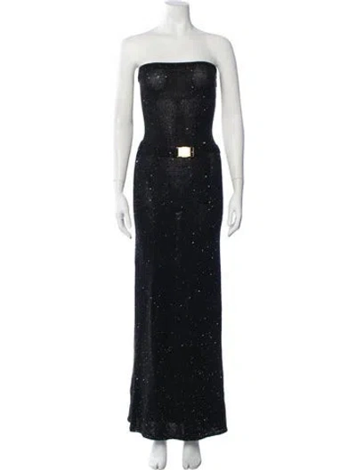 Pre-owned Asta Resort Printed Long Dress In Blue