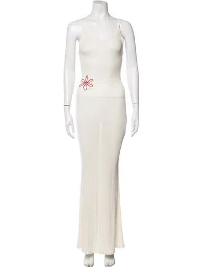 Pre-owned Asta Resort Printed Long Dress In Neutrals