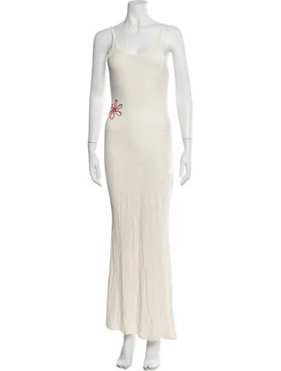 Pre-owned Asta Resort Printed Long Dress In Neutrals