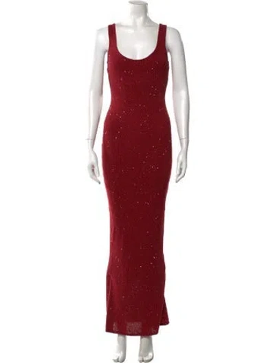 Pre-owned Asta Resort Printed Long Dress In Red