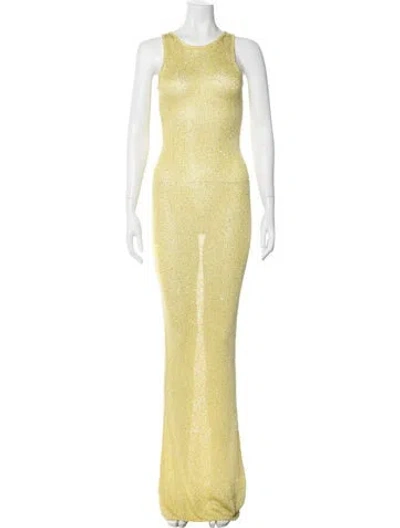 Pre-owned Asta Resort Printed Long Dress W/ Tags In Yellow