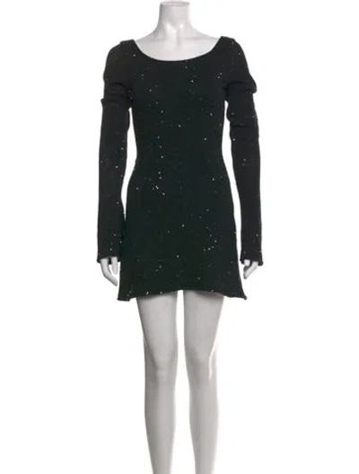 Pre-owned Asta Resort Printed Mini Dress In Black