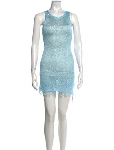 Pre-owned Asta Resort Printed Mini Dress In Blue