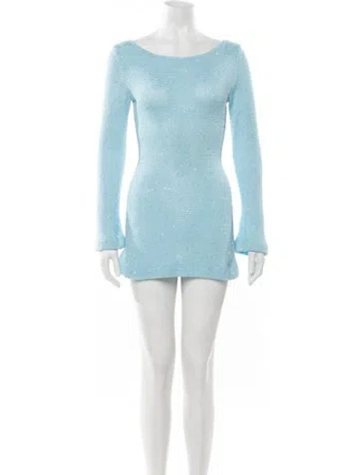 Pre-owned Asta Resort Printed Mini Dress In Blue