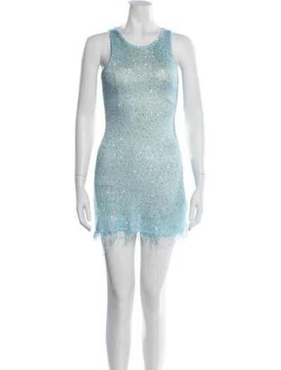 Pre-owned Asta Resort Printed Mini Dress In Blue