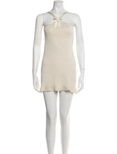 Pre-owned Asta Resort Printed Mini Dress In Neutrals