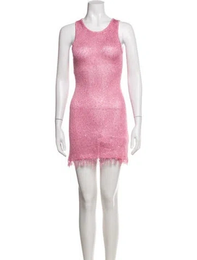 Pre-owned Asta Resort Printed Mini Dress In Pink