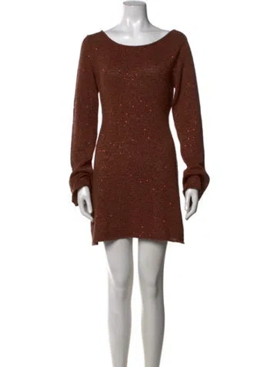 Pre-owned Asta Resort Printed Mini Dress W/ Tags In Brown