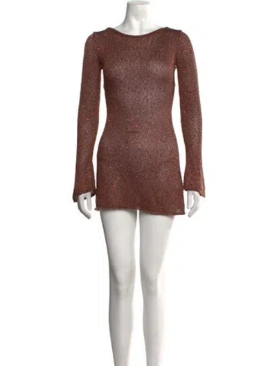 Pre-owned Asta Resort Printed Mini Dress W/ Tags In Brown