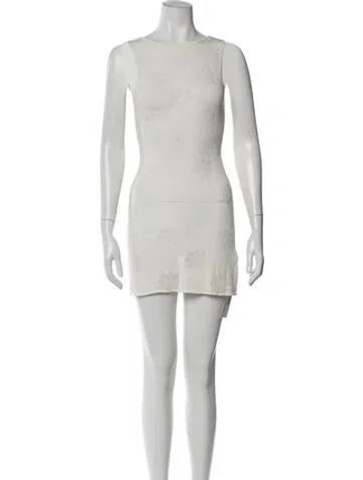 Pre-owned Asta Resort Printed Mini Dress In White