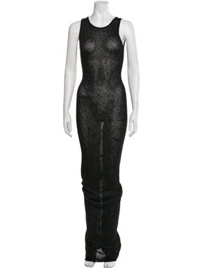 Pre-owned Asta Resort Scoop Neck Long Dress In Black