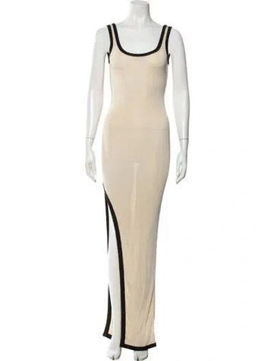 Pre-owned Asta Resort Scoop Neck Long Dress In Neutrals