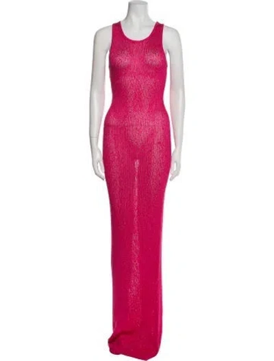 Pre-owned Asta Resort Scoop Neck Long Dress In Pink