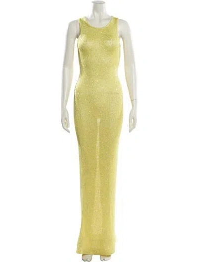 Pre-owned Asta Resort Scoop Neck Long Dress In Yellow