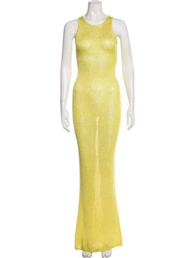Pre-owned Asta Resort Scoop Neck Long Dress In Yellow