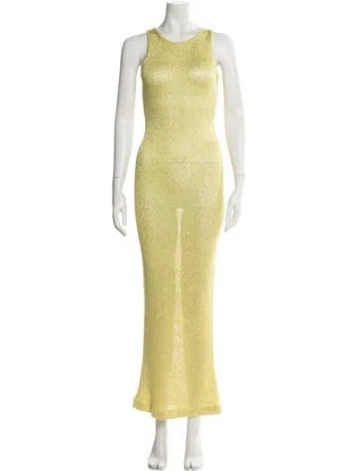 Pre-owned Asta Resort Scoop Neck Long Dress In Yellow