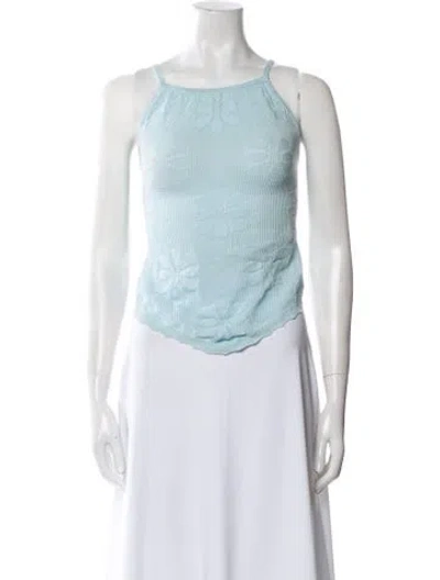 Pre-owned Asta Resort Scoop Neck Sleeveless Crop Top In Blue