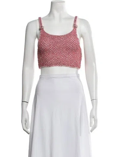 Pre-owned Asta Resort Scoop Neck Sleeveless Crop Top W/ Tags In Pink