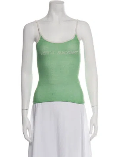 Pre-owned Asta Resort Scoop Neck Sleeveless Top In Green