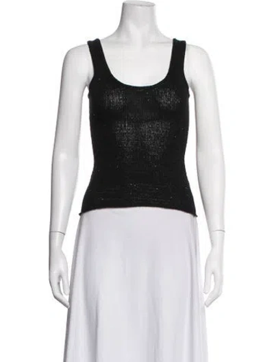 Pre-owned Asta Resort Scoop Neck Sleeveless Top W/ Tags In Black