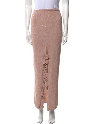 Pre-owned Asta Resort Sequin Embellishments Midi Length Skirt In Pink