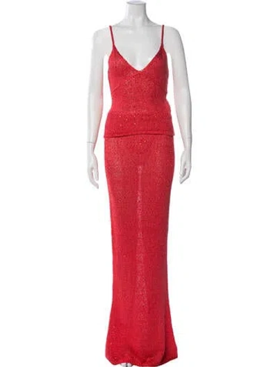 Pre-owned Asta Resort Sequin Embellishments Skirt Set W/ Tags In Red