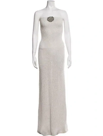 Pre-owned Asta Resort Strapless Long Dress In Gray