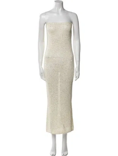 Pre-owned Asta Resort Strapless Midi Length Dress In Neutral