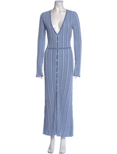 Pre-owned Asta Resort Striped Long Dress W/ Tags In Blue