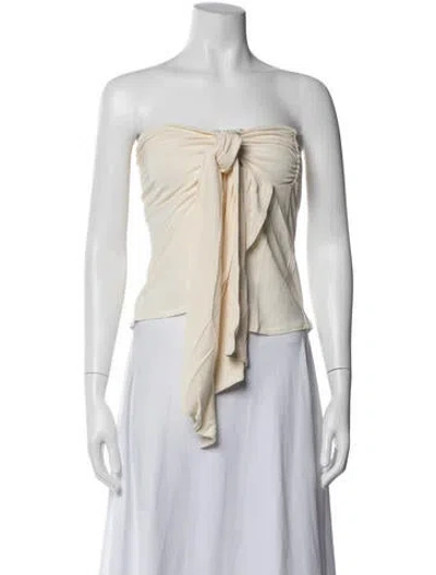 Pre-owned Asta Resort Tie Neck Sleeveless Top In White