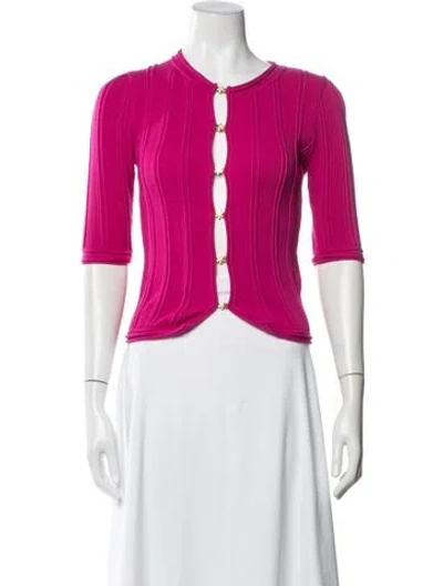 Pre-owned Asta Resort V-neck Long Sleeve Top W/ Tags In Pink