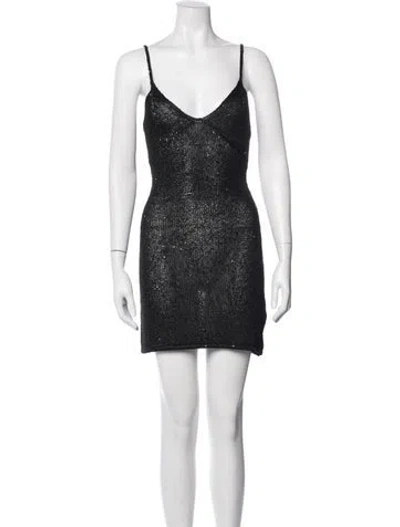 Pre-owned Asta Resort V-neck Mini Dress In Black
