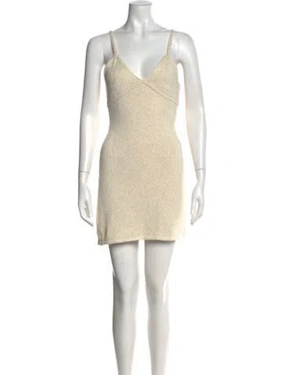 Pre-owned Asta Resort V-neck Mini Dress In Neutral