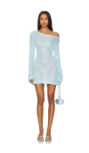 Asta Resort X Revolve Maya Sleeve Mini Dress In Baby Blue Sequin