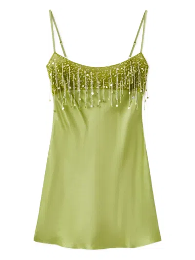 Asta Resort Yasmin Hand Beaded Mini Dress In Green