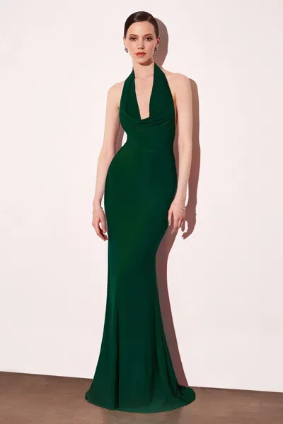 Astee T501p Fitted Long Formal Evening Prom Dress In Green