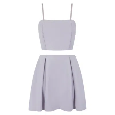 Asteliia Pink / Purple Electra Pleat Mini Skirt And Crop Top Co-ord Set In Misty Lilac In Pink/purple