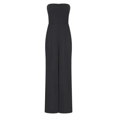 Asteliia Women's Black Iza Bandeau Pleat Detail Tailored Jumpsuit