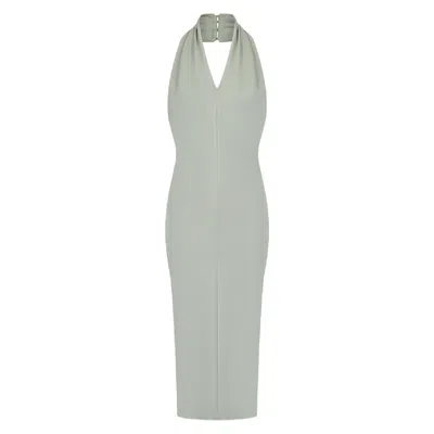 Asteliia Women's Green Tay Crossover Halterneck Midi Dress In Desert Sage